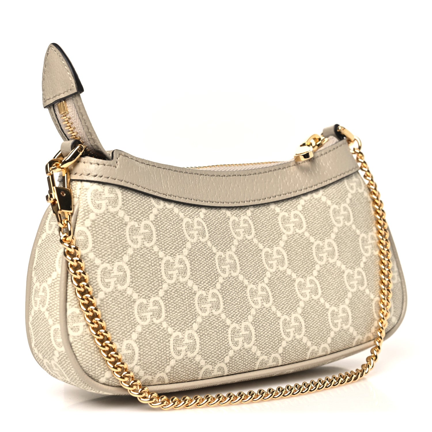 Gucci GG Supreme Monogram Textured Dollar Calfskin Web Mini Ophidia GG Handbag Beige Mystic White Oatmeal 2 of 10