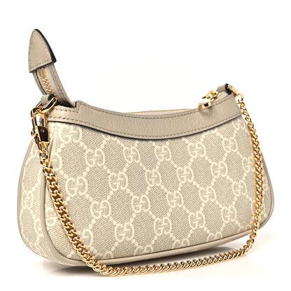 Gucci GG Supreme Monogram Textured Dollar Calfskin Web Mini Ophidia GG Handbag Beige Mystic White Oatmeal 2 of 10