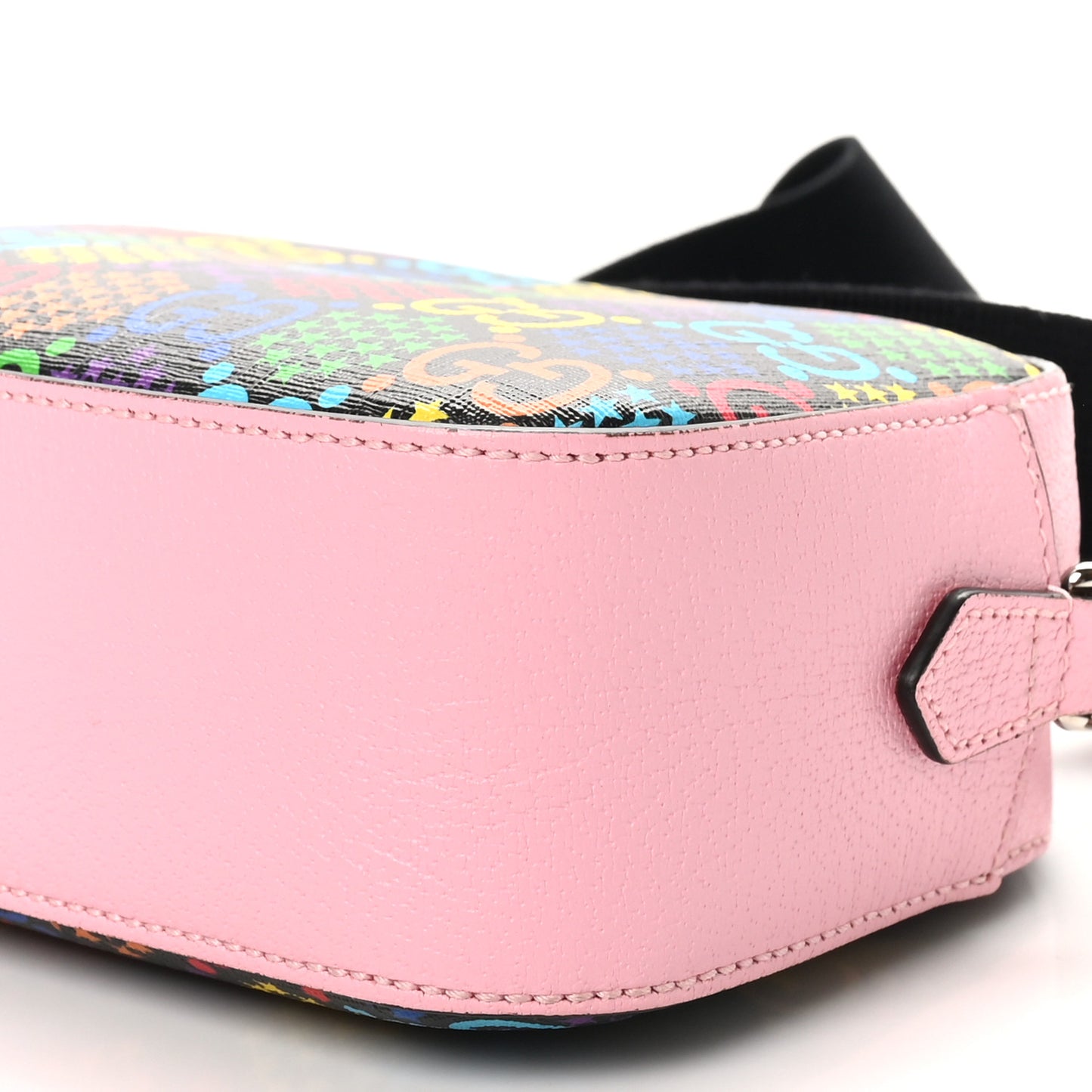GG Supreme Monogram Psychedelic Shoulder Bag Black Multicolor Sugar Pink