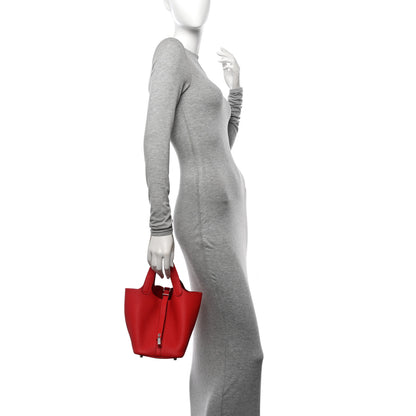Hermes Taurillon Clemence Picotin Lock 18 Rouge Casaque 2 of 11
