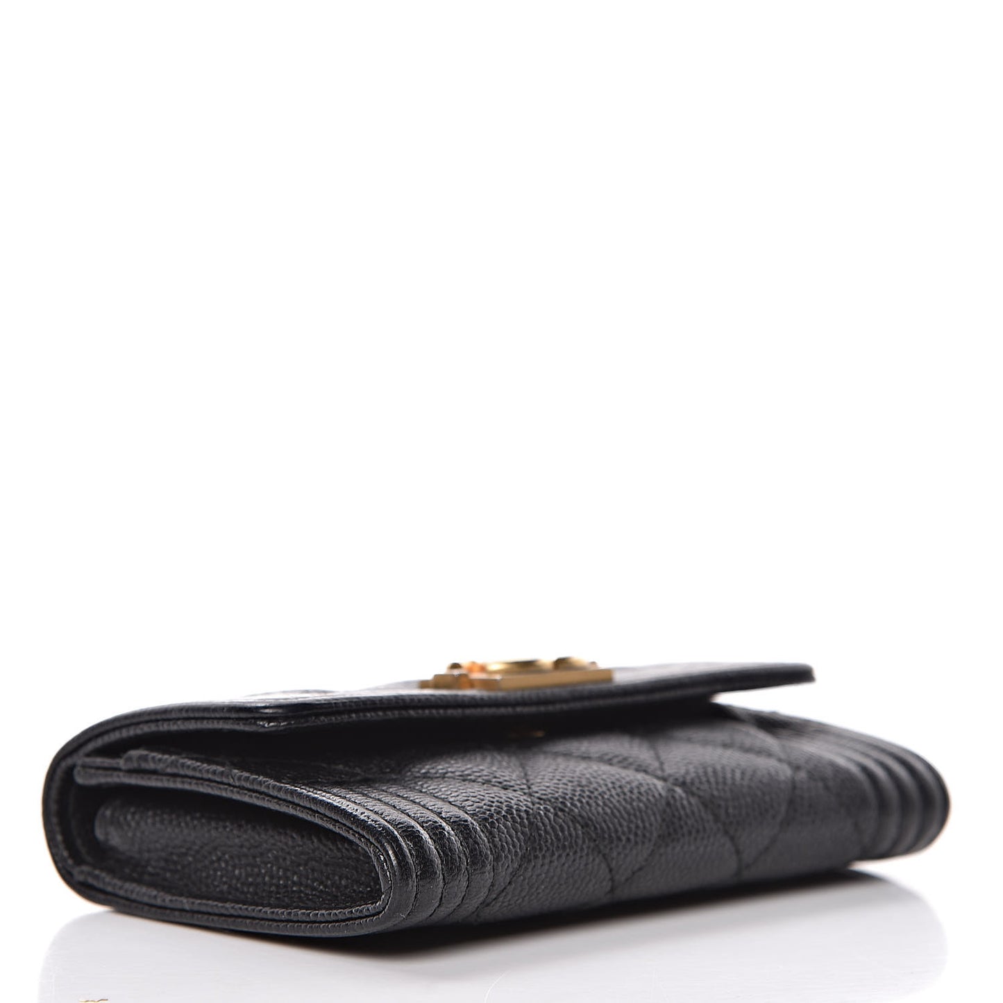 Caviar Quilted Boy Flap Card Holder Black