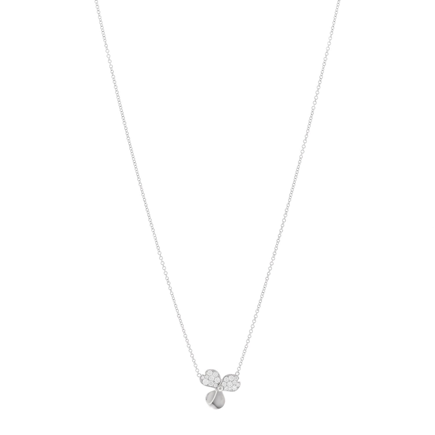 Tiffany Platinum Diamond .17ctw Small Paper Flowers Pendant Necklace 1 of 5