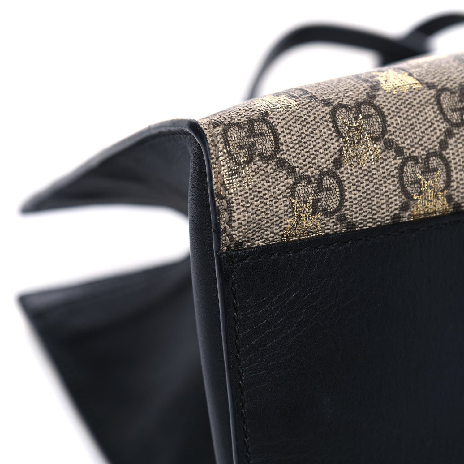 Gucci GG Supreme Monogram Bees Medium Padlock Tote Beige Oro Black 7 of 13