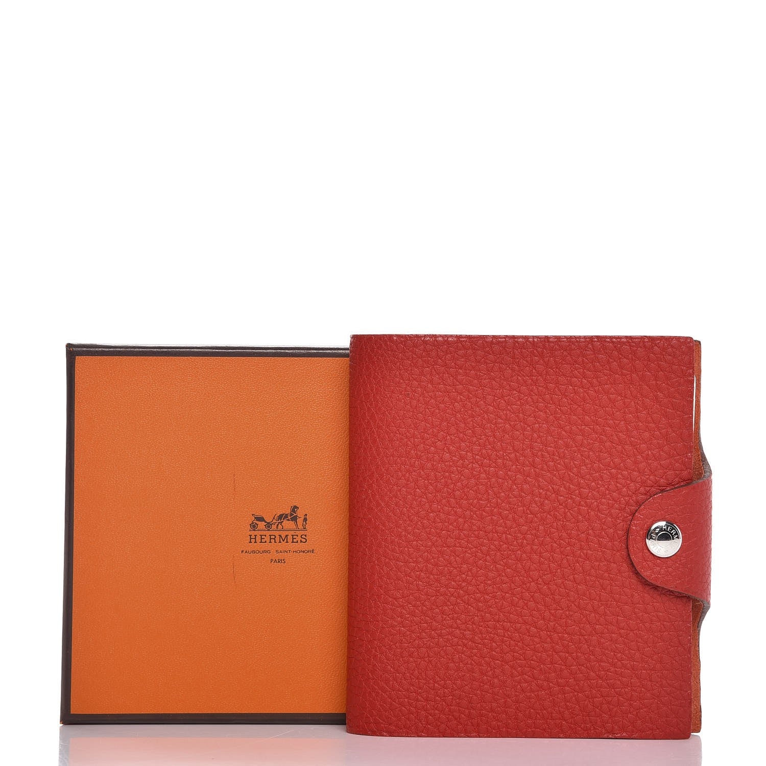 Hermes Taurillon Clemence Ulysse Mini Notebook Rouge Casaque 8 of 8
