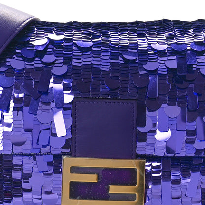 Fendi Sequin Paillettes Vitello Grace Sex and the City Baguette Viola Purple Rain 6 of 8