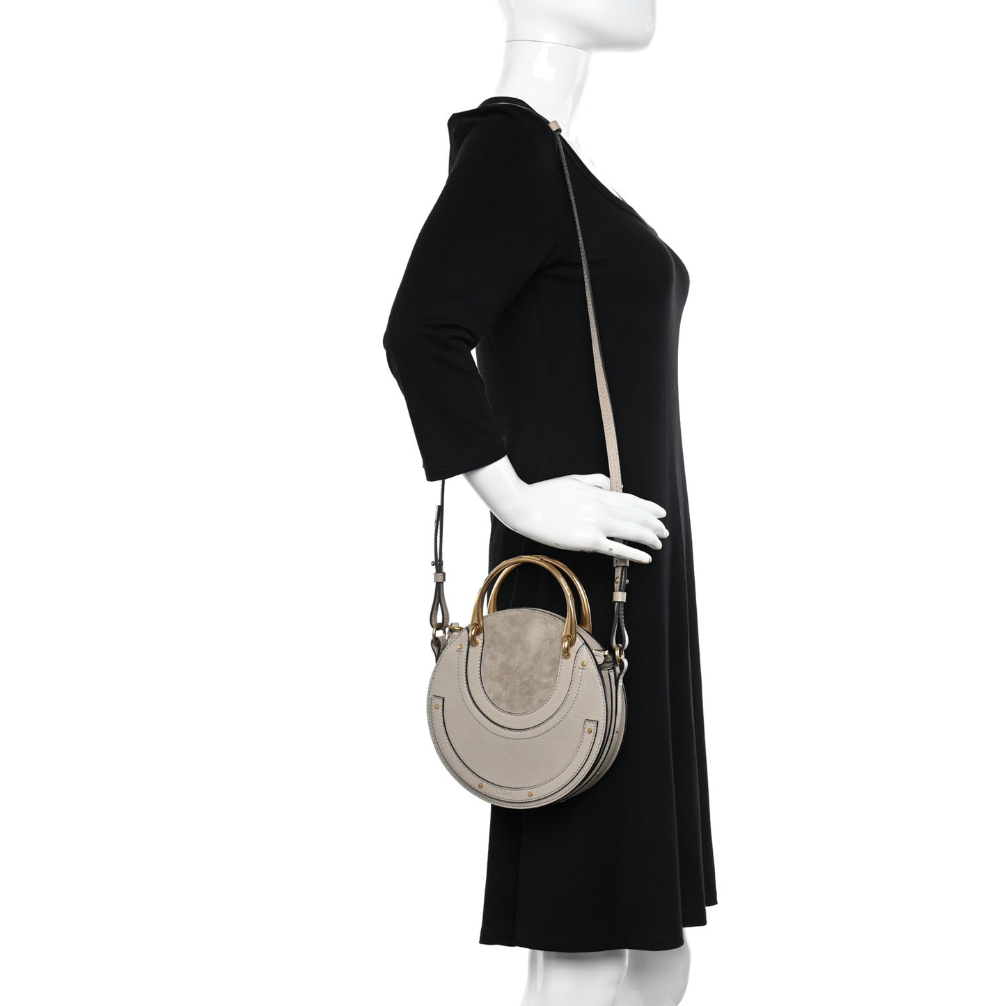 Calfskin Suede Small Pixie Bag Pastel Grey