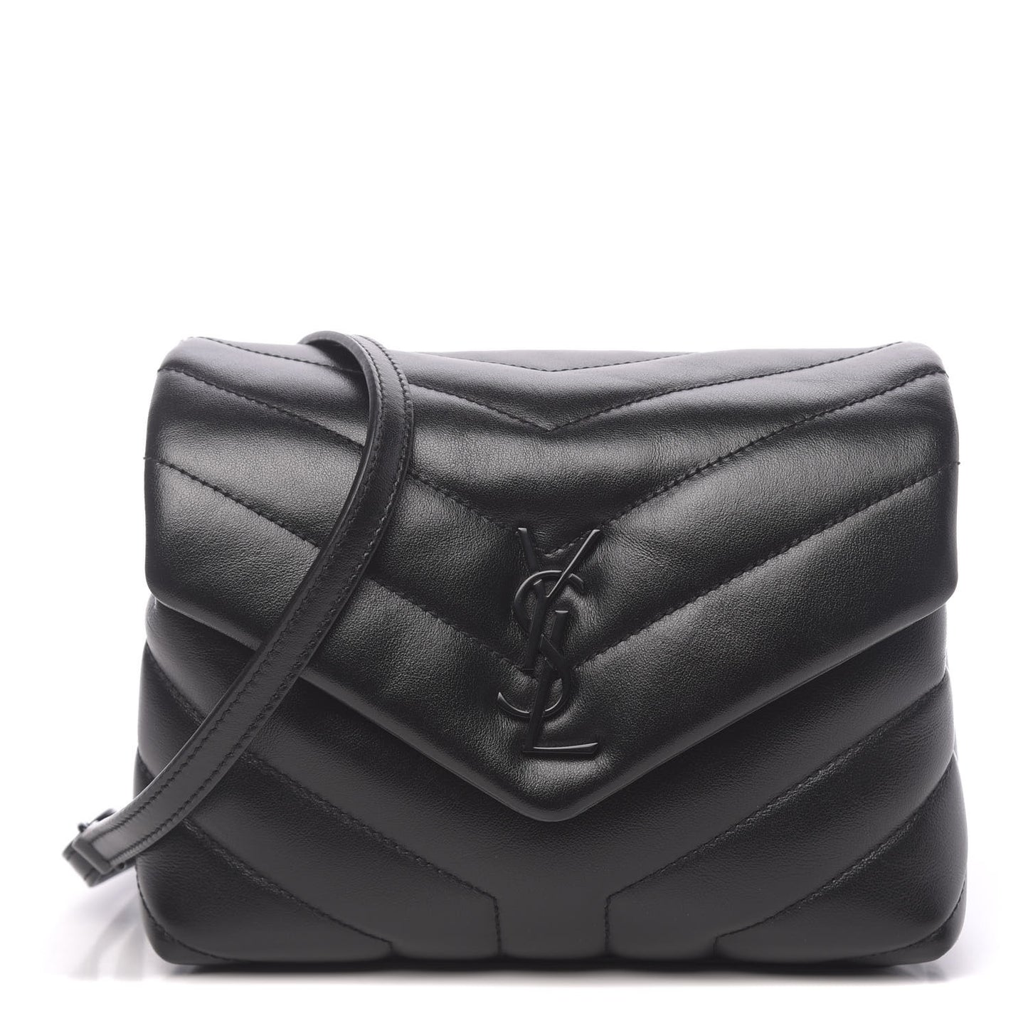Calfskin Y Quilted Monogram Toy Loulou Crossbody Bag Black