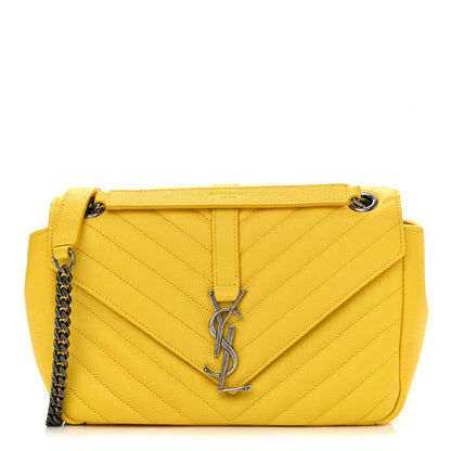 Saint Laurent Grained Calfskin Matelasse Chevron Medium Monogram Chain Bag Mimosa 1 of 10