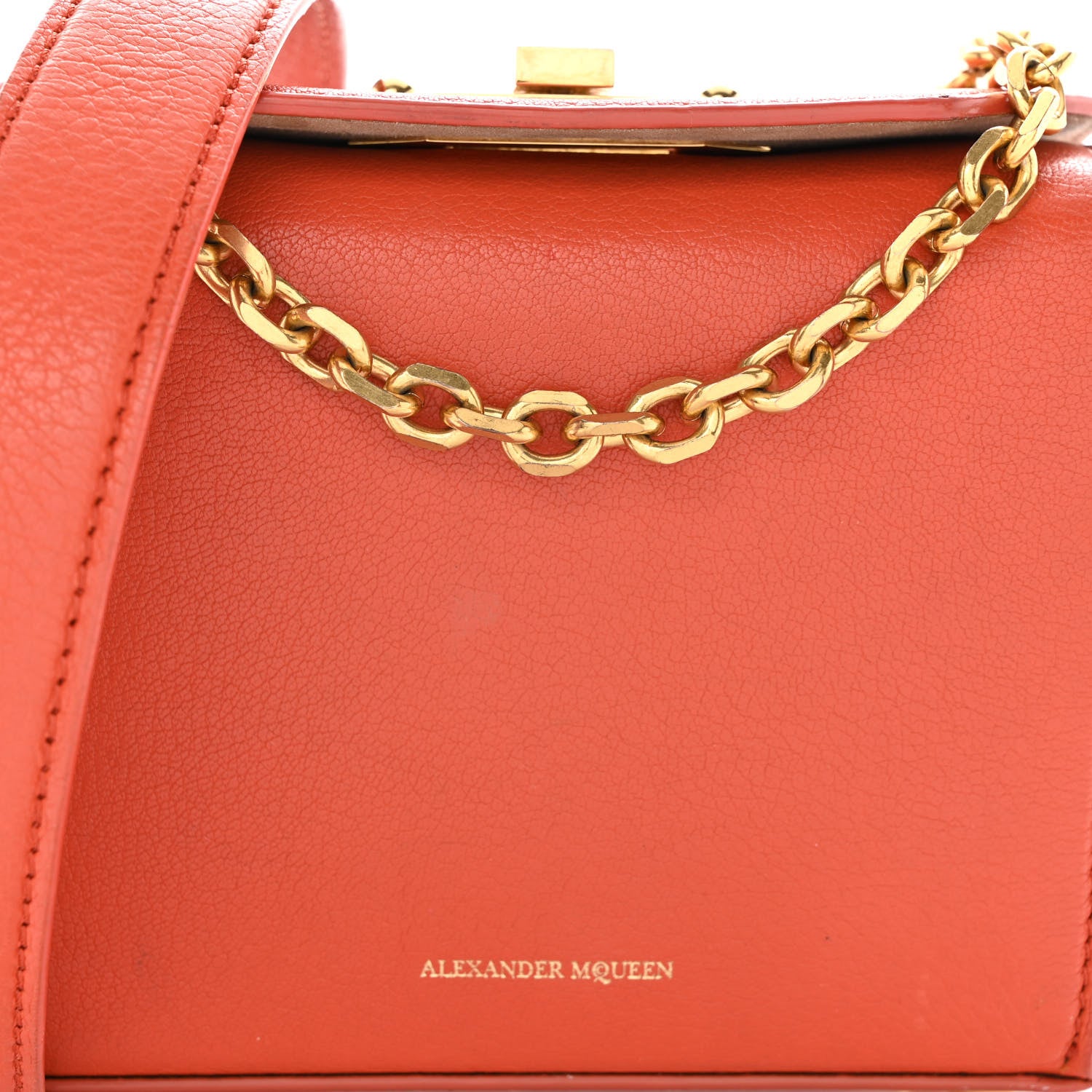 Alexander McQueen Silky Amish Grained Goatskin Box Shoulder Bag 16 Flame 7 of 16