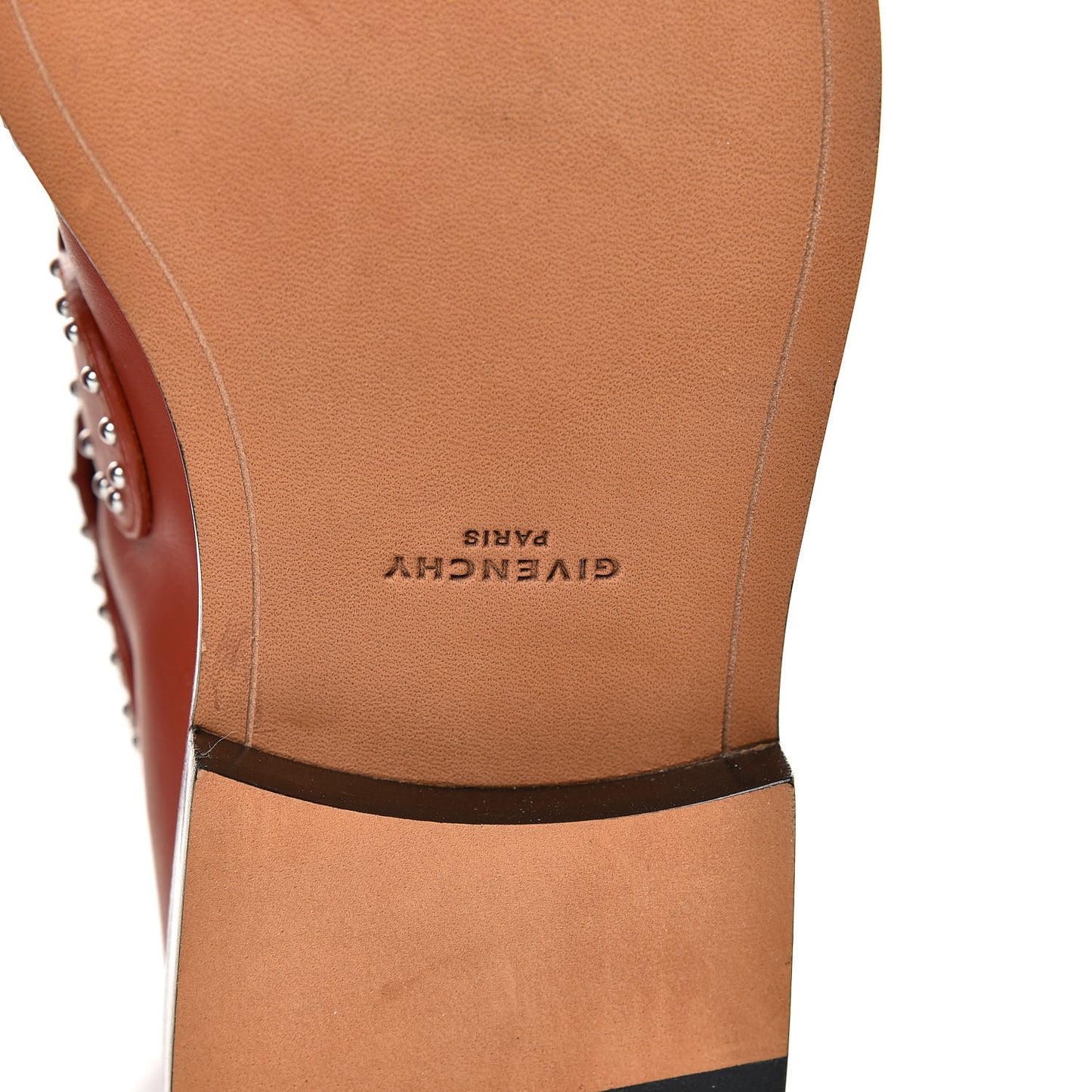 Calfskin Studded Prue Buckle Bootie 38.5 Cognac