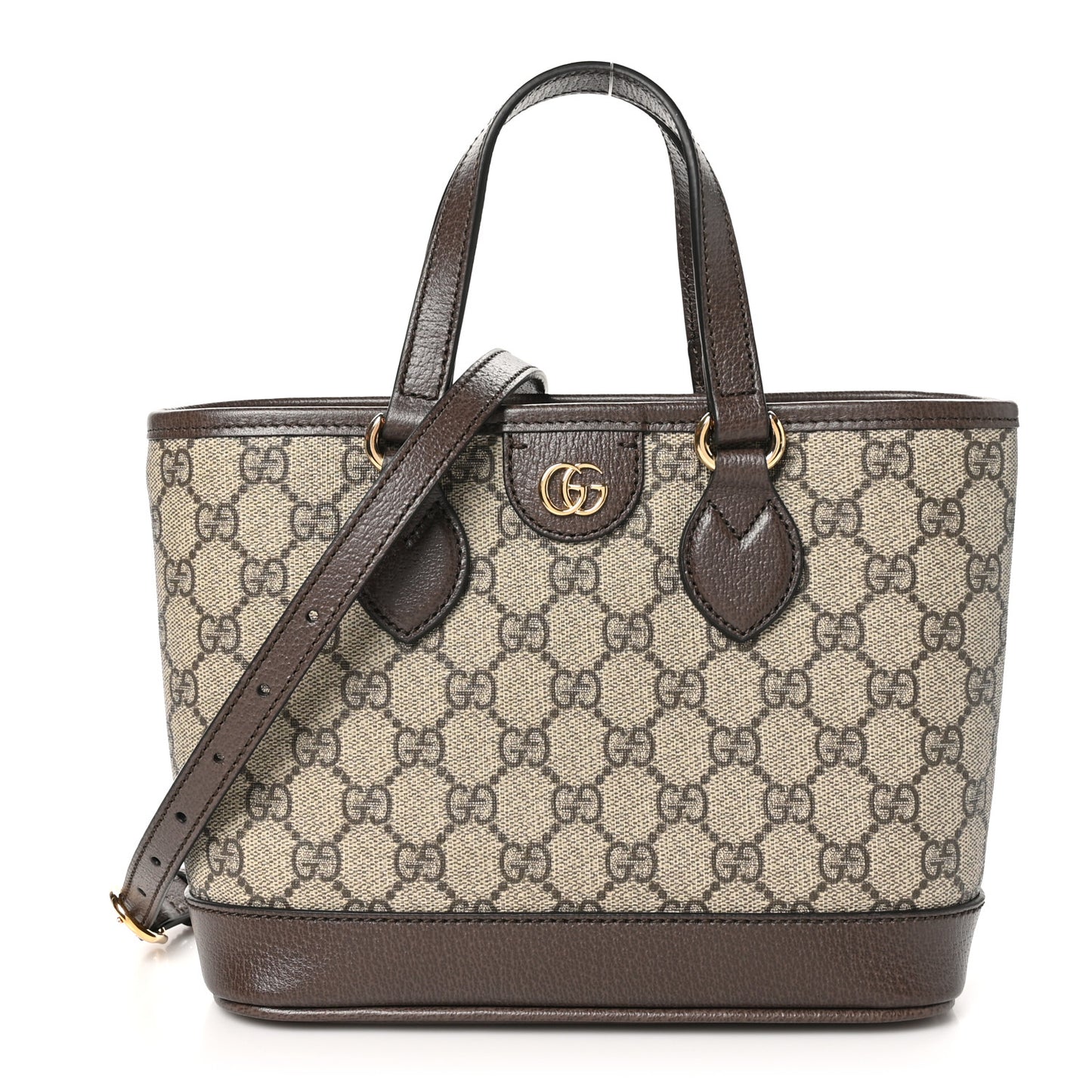 GG Supreme Monogram Textured Dollar Calfskin Mini Ophidia Shoulder Tote Bag Beige Ebony New Acero
