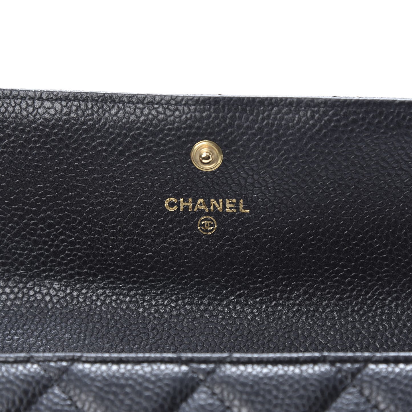 Caviar Quilted Large Gusset Flap Wallet Black