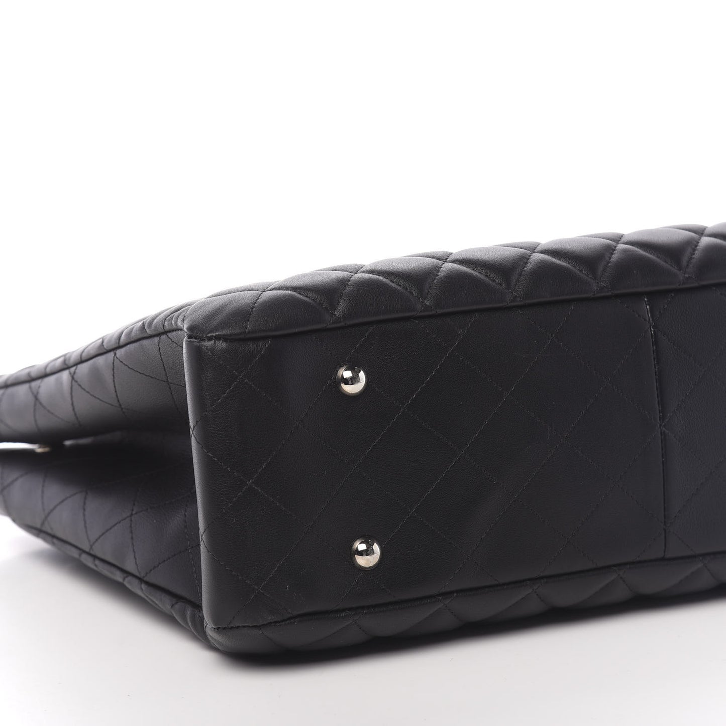 Calfskin Quilted Large CC Shopping Tote Black
