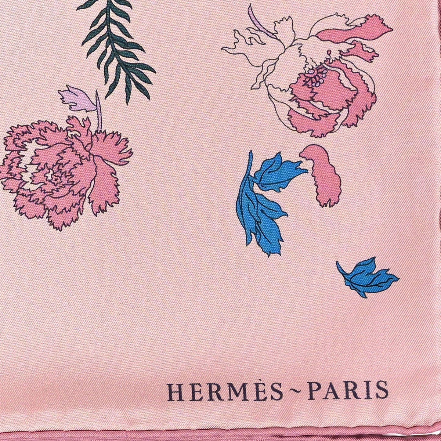 Silk Twill Robe Legere Scarf 90 Rose Hortensia Bleu
