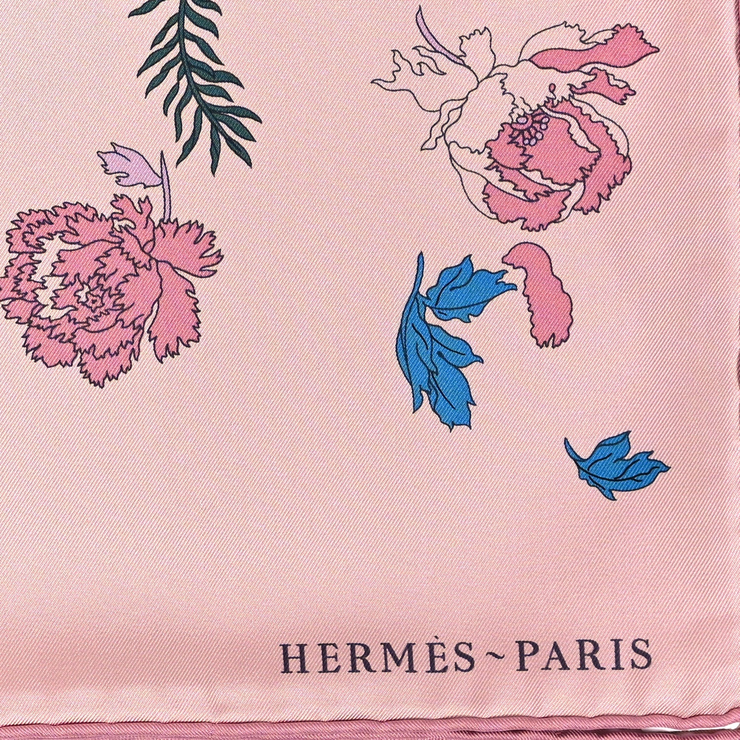 Hermes Silk Twill Robe Legere Scarf 90 Rose Hortensia Bleu 2 of 4