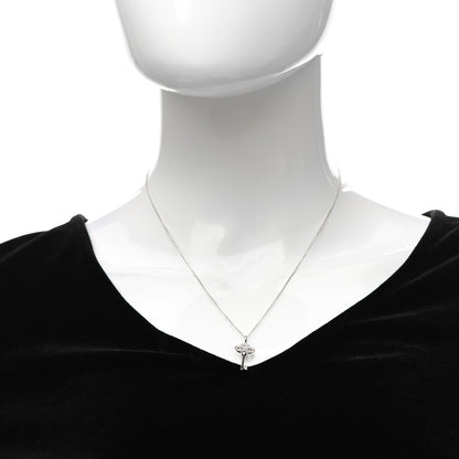 Tiffany 18K White Gold Diamond Mini Crown Key Pendant Necklace 2 of 6