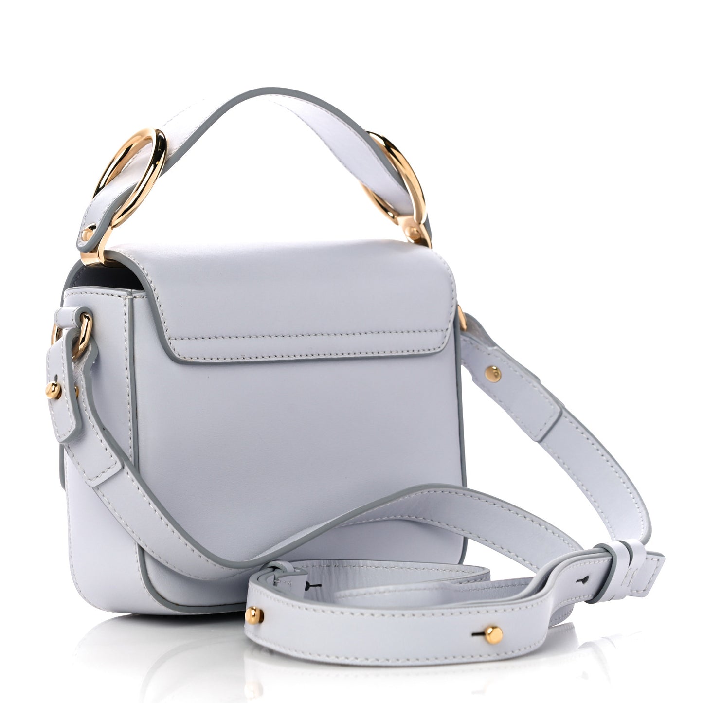 Shiny Calfskin Suede Mini C Double Carry Cloudy Blue