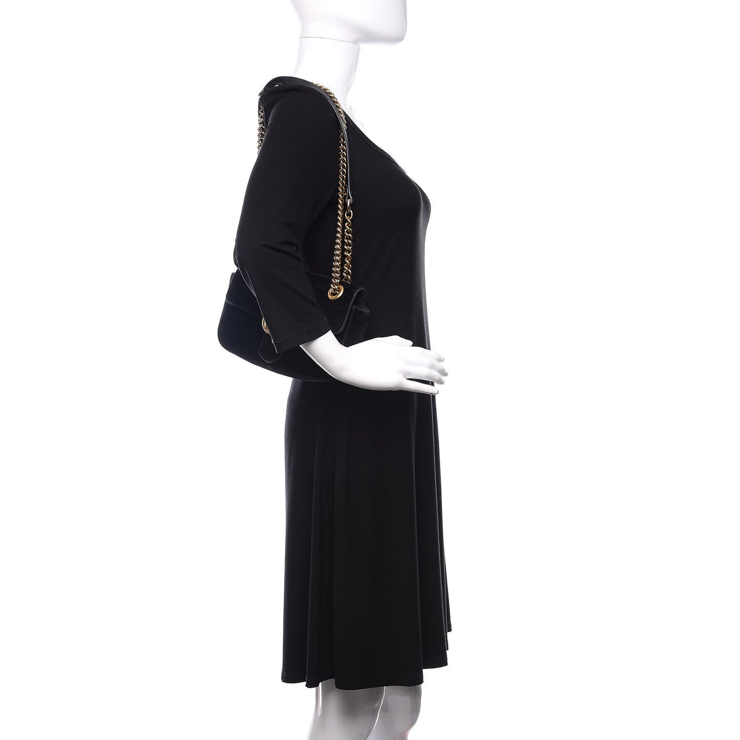 Velvet Matelasse Mini GG Marmont Shoulder Bag Black