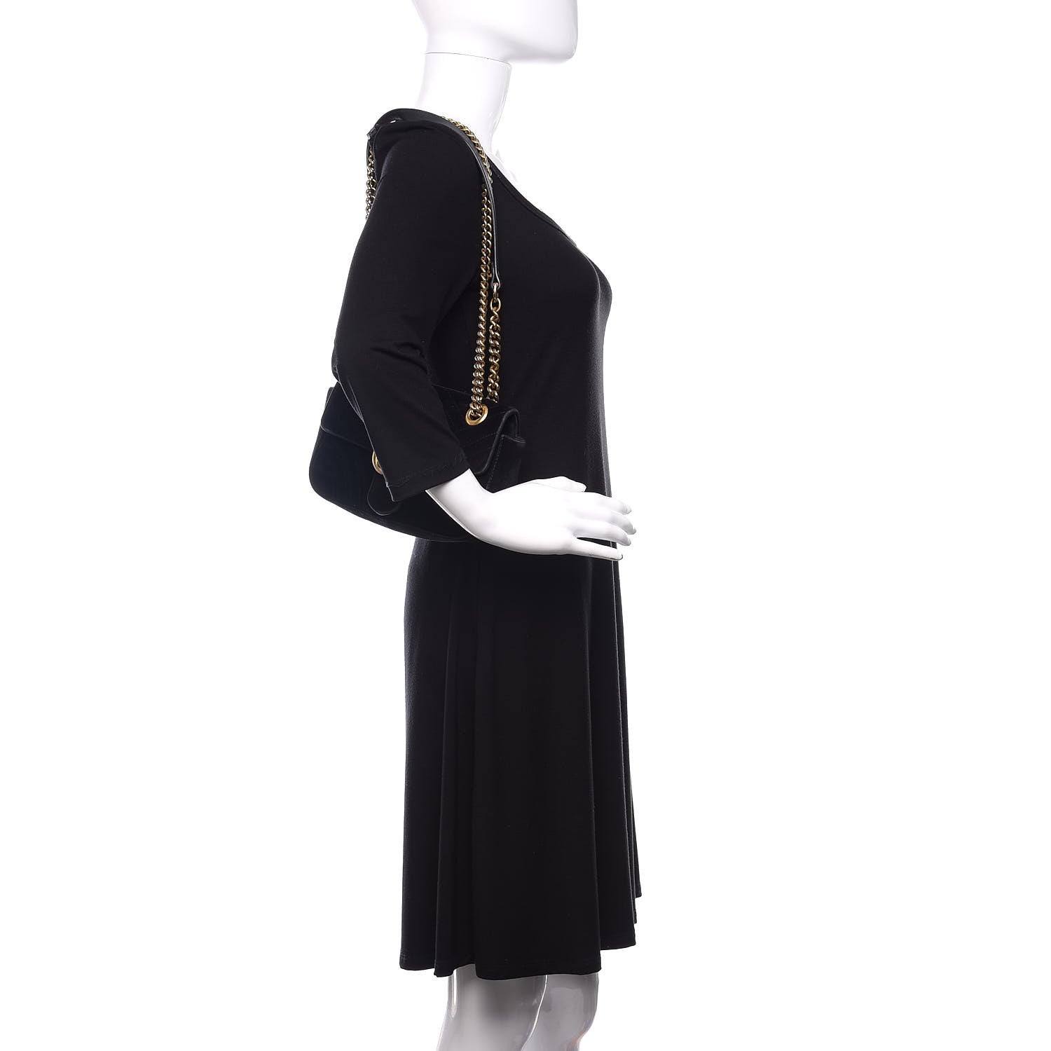 Gucci Velvet Matelasse Mini GG Marmont Shoulder Bag Black 2 of 19