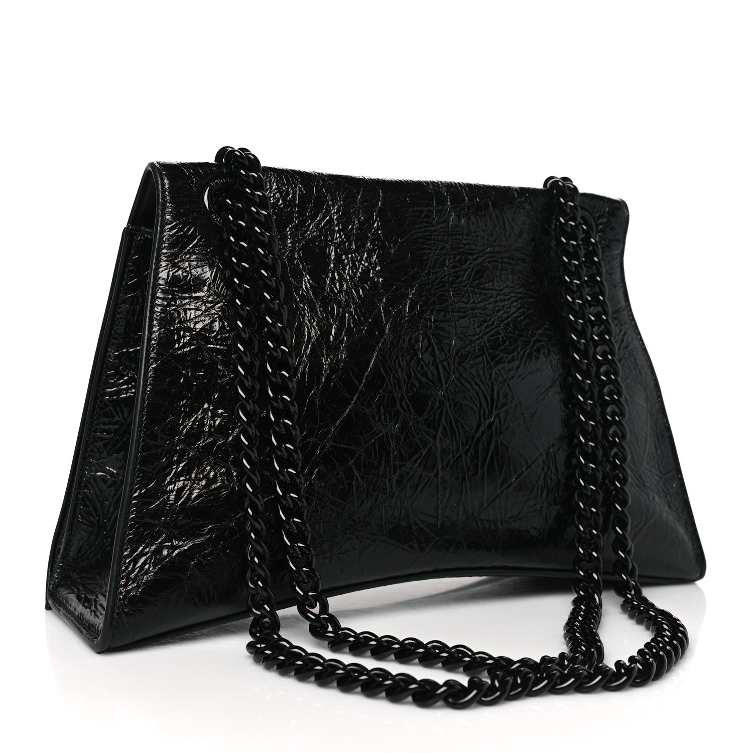 Balenciaga Crushed Calfskin Monochrome Medium Crush Chain Bag Black 3 of 10