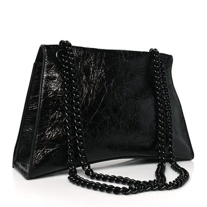 Balenciaga Crushed Calfskin Monochrome Medium Crush Chain Bag Black 3 of 10