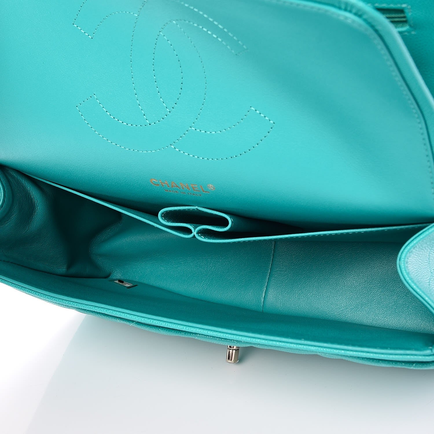 Chanel Caviar Quilted Jumbo Double Flap Turquoise 6 of 9