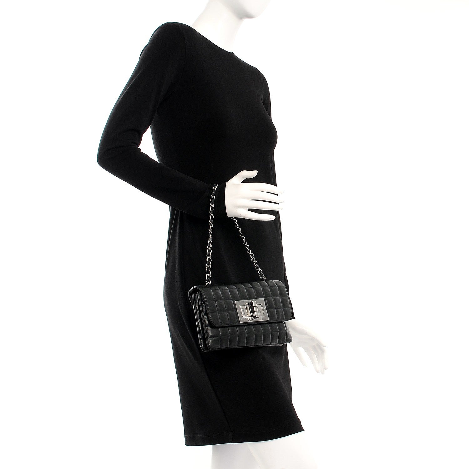Chanel Lambskin Chocolate Bar Quilted Small Mademoiselle Flap Black 2 of 7