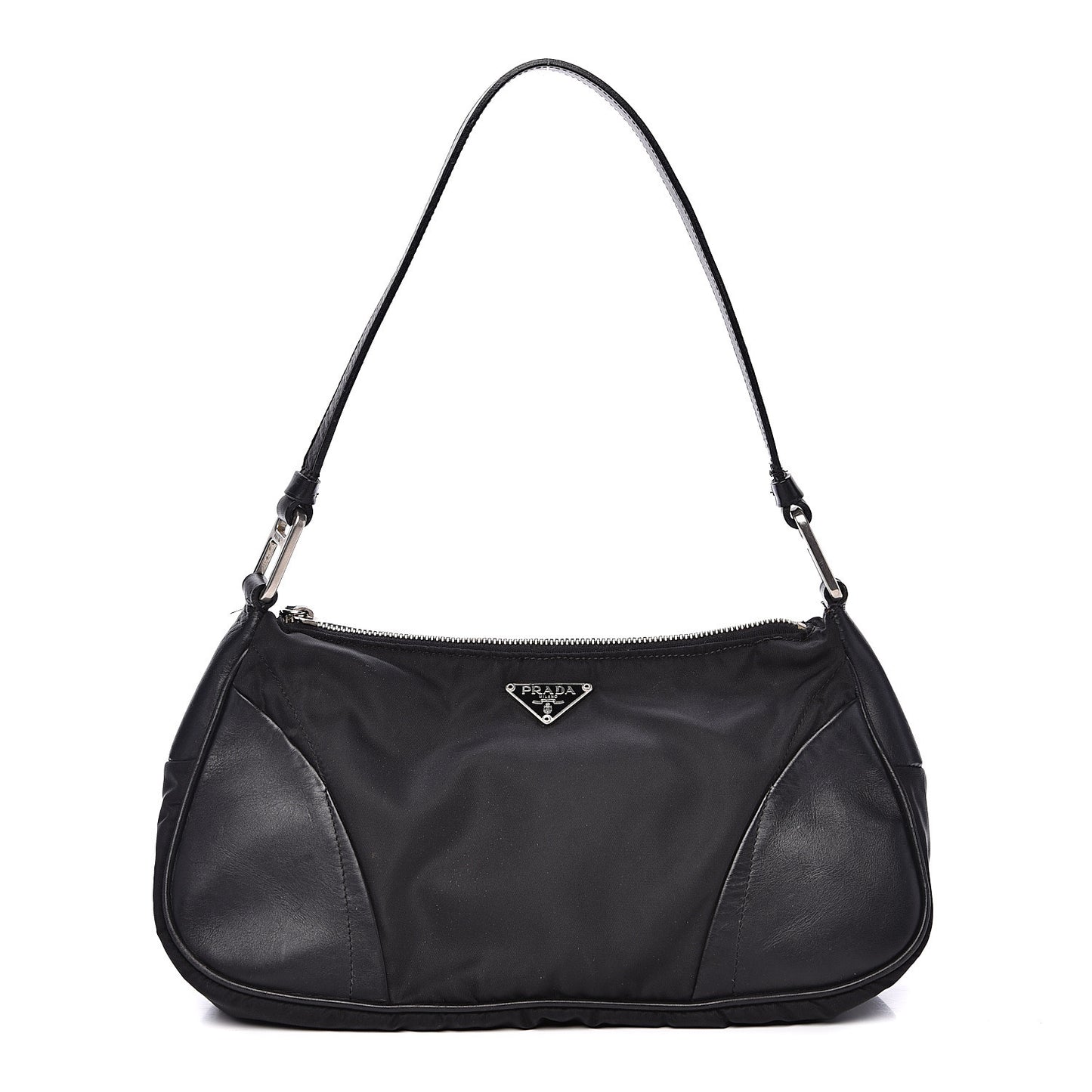 Tessuto Nylon Soft Calfskin Shoulder Bag Black