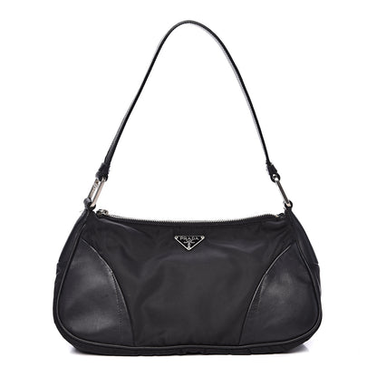 Prada Tessuto Nylon Soft Calfskin Shoulder Bag Black 1 of 15