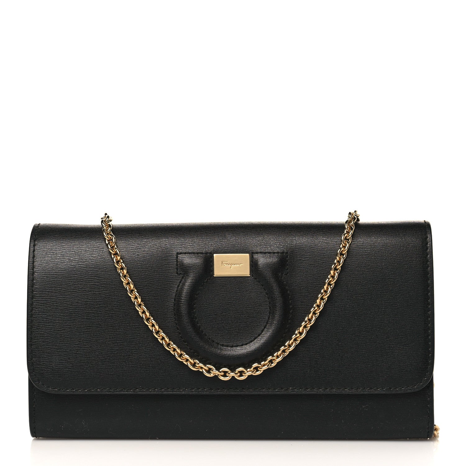 Salvatore Ferragamo Calfskin City Wallet On Chain Black Lipstick 1 of 8