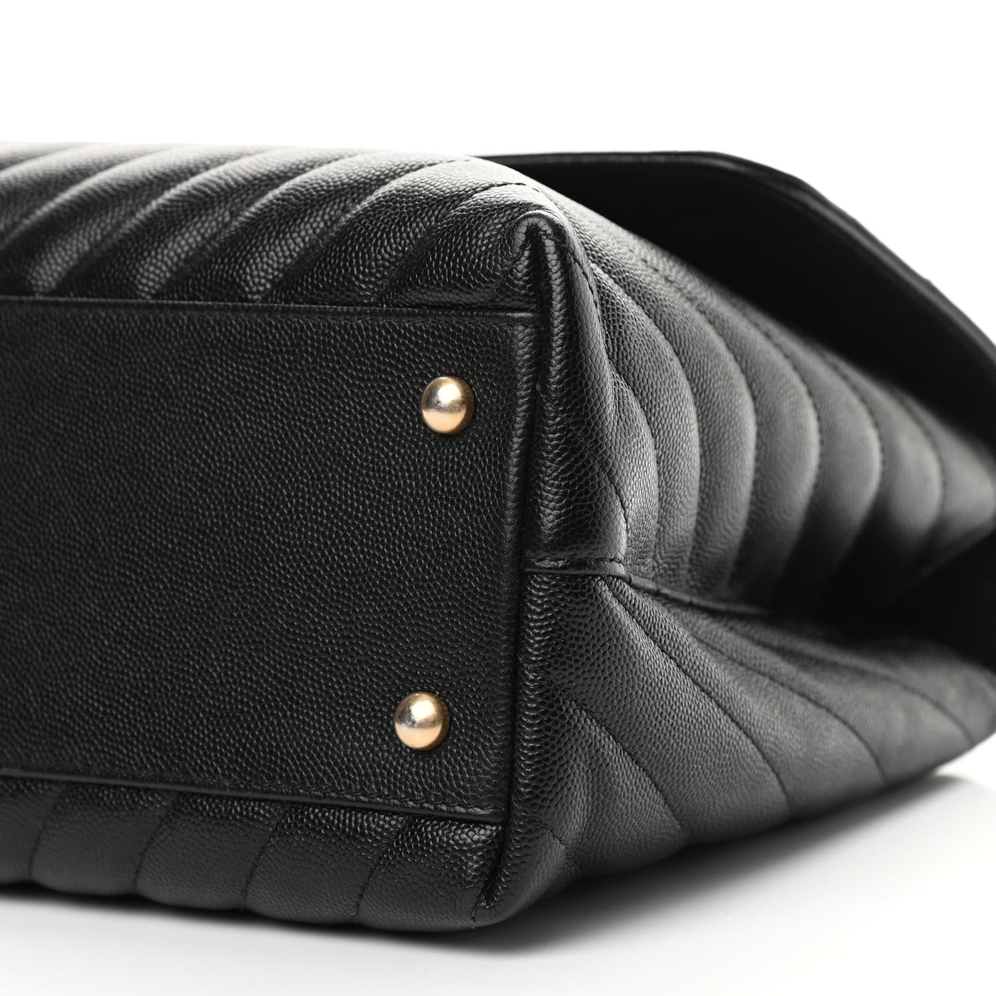 Caviar Chevron Quilted Medium Coco Handle Flap Black
