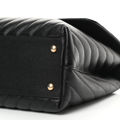 Chanel Caviar Chevron Quilted Medium Coco Handle Flap Black 10 of 10