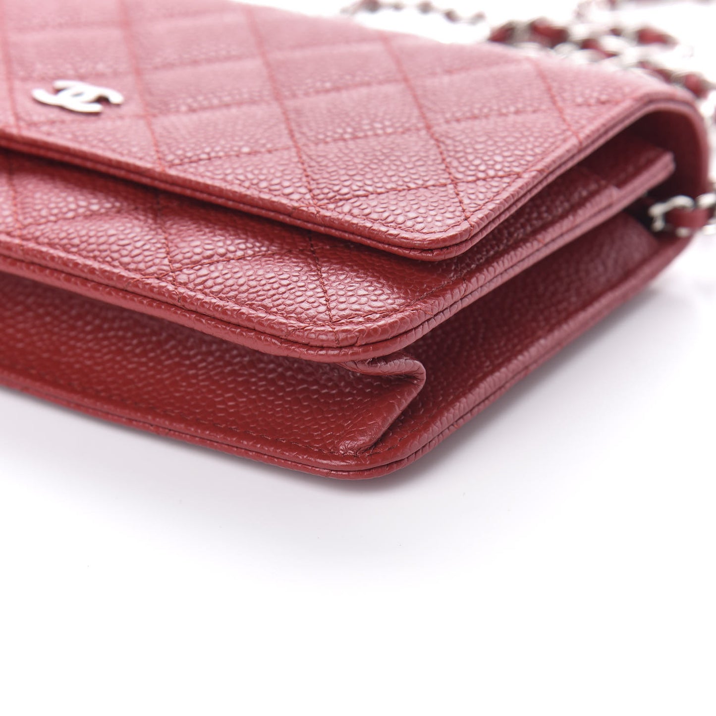 Caviar Quilted Wallet on Chain WOC Red