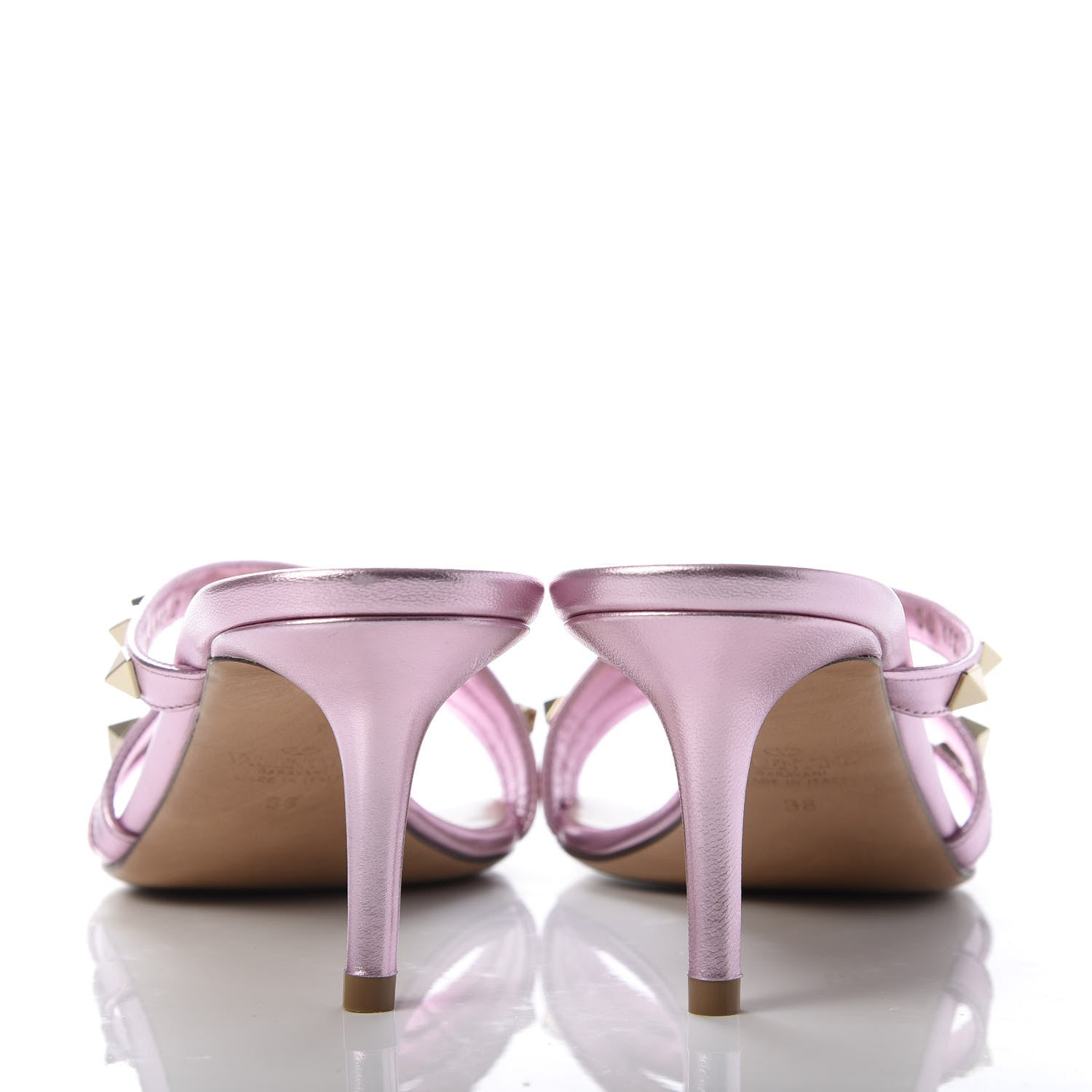 Valentino Garavani Metallic Nappa Rockstud 60mm Slide Sandals 38 Giacinto 6 of 10