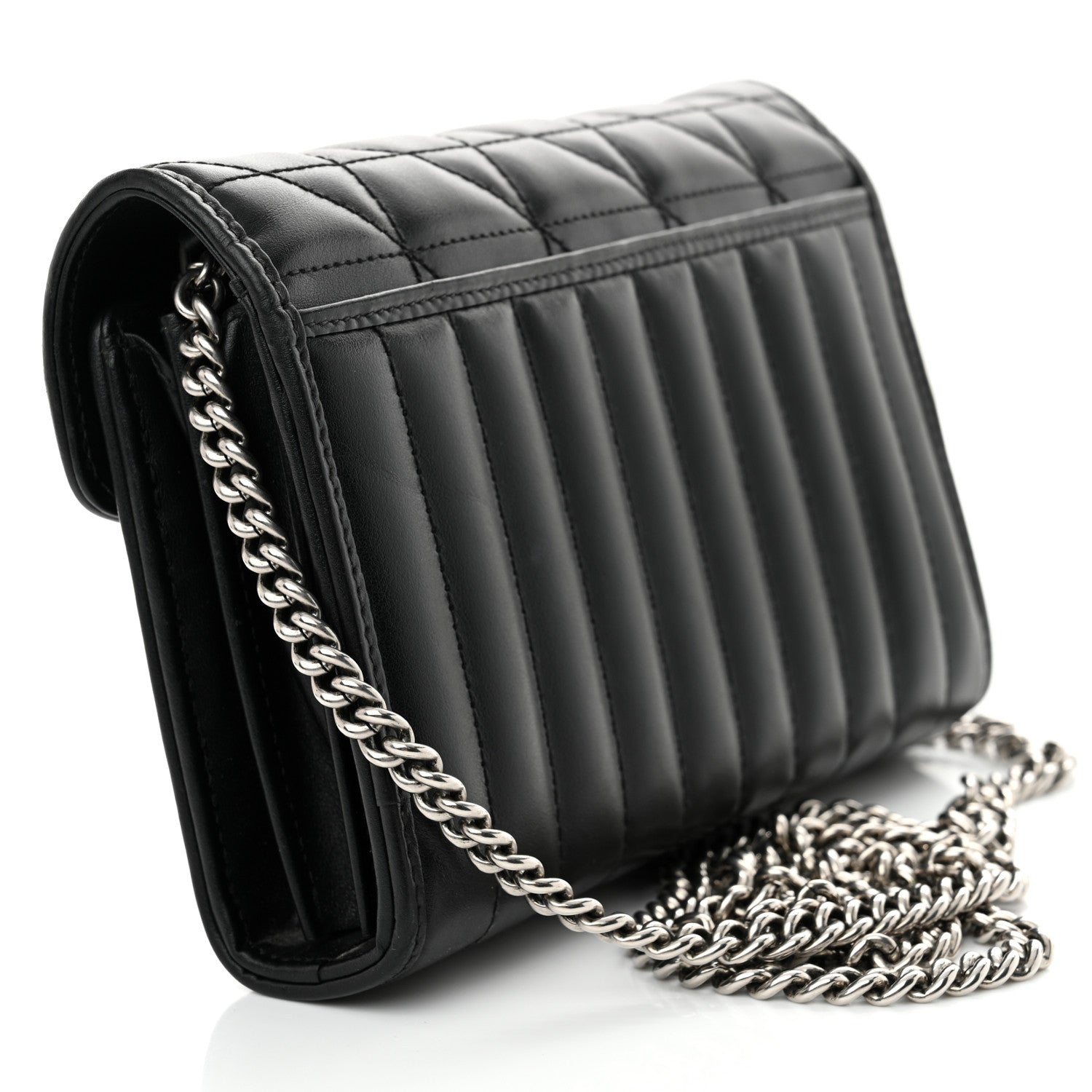 Gucci Calfskin Matelasse Aria GG Marmont Chain Wallet Black 3 of 11