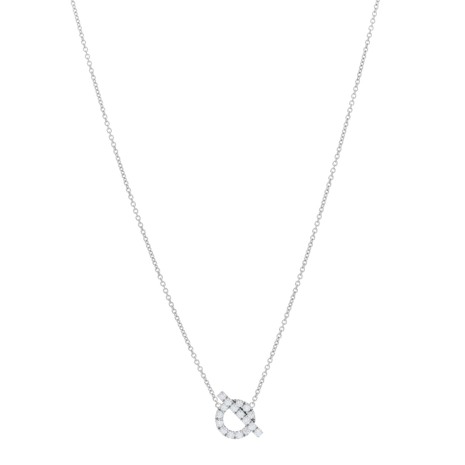 Hermes 18K White Gold Diamond Finesse Pendant Necklace 1 of 5