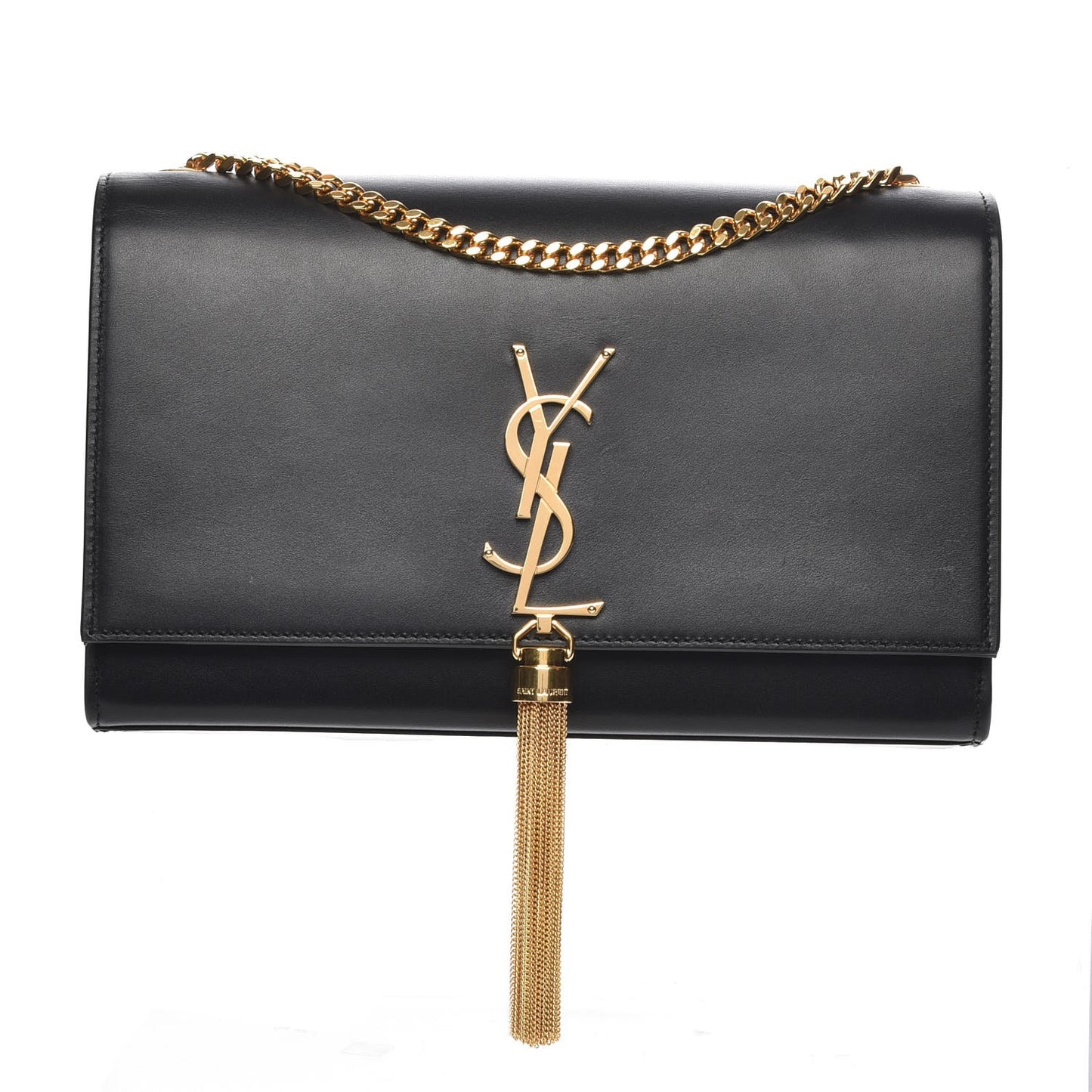 Smooth Calfskin Medium Classic Monogram Kate Tassel Satchel Black