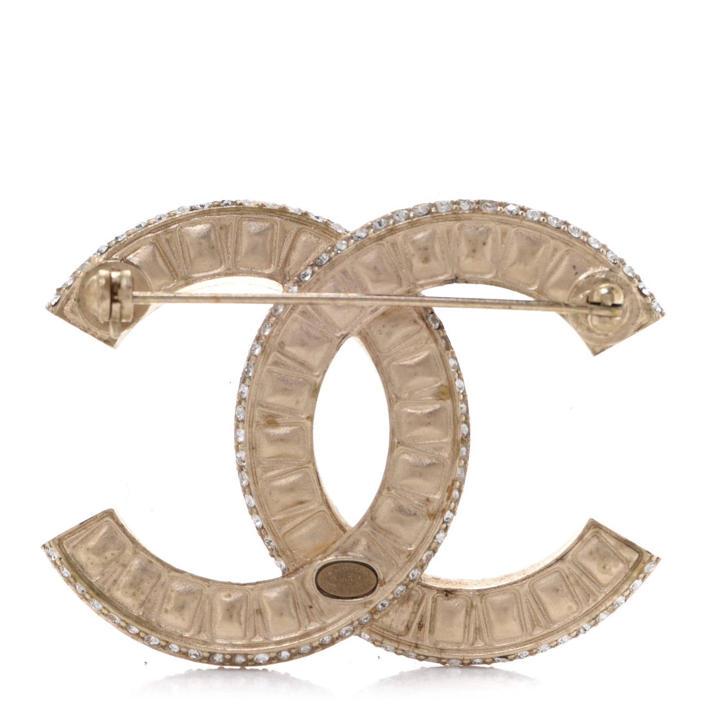 Baguette Crystal CC Brooch Gold
