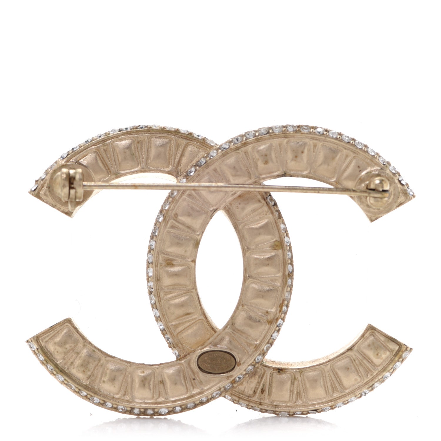 Chanel Baguette Crystal CC Brooch Gold 3 of 5