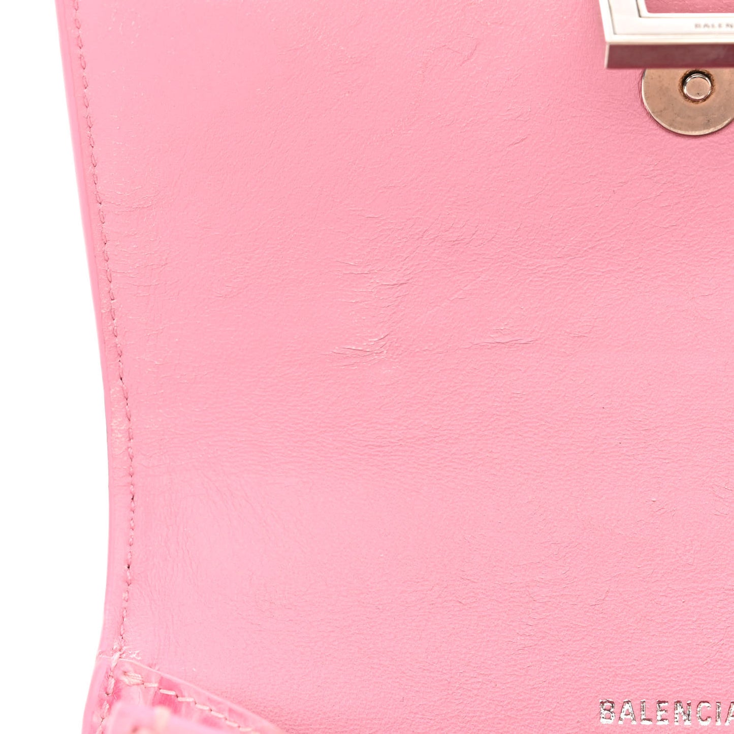 Shiny Calfskin Crocodile Embossed Hourglass Top Handle Bag XS Pink
