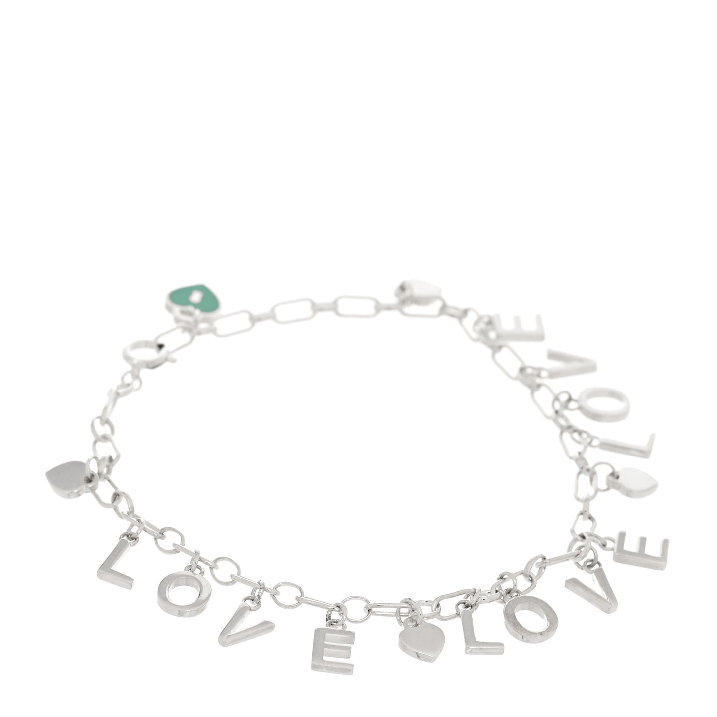 Sterling Silver Enamel Love Charm Bracelet Blue