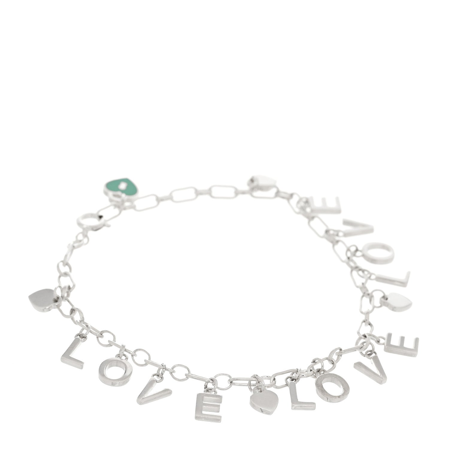 Tiffany Sterling Silver Enamel Love Charm Bracelet Blue 1 of 5