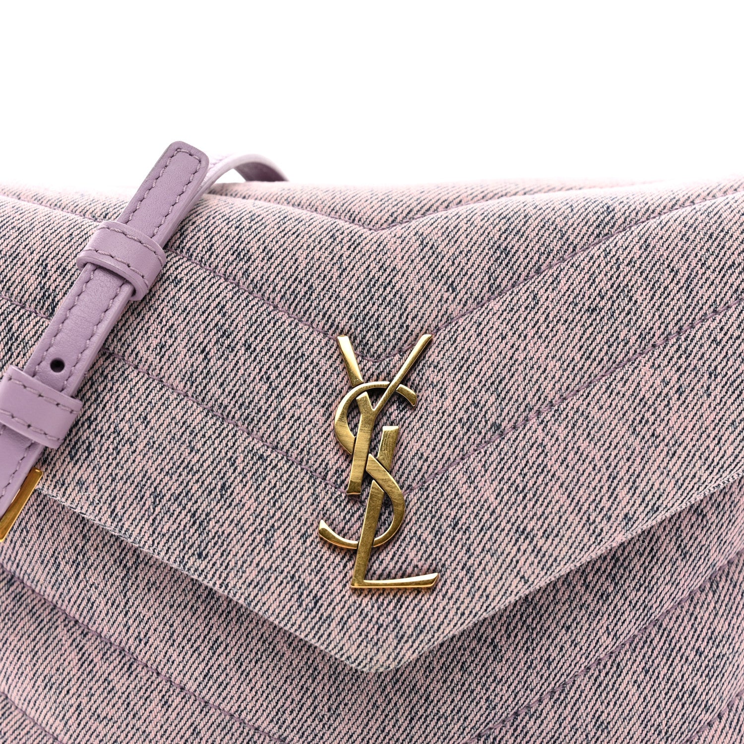 Saint Laurent Denim Y Quilted Monogram Toy Loulou Crossbody Bag Bleached Lilac 8 of 11
