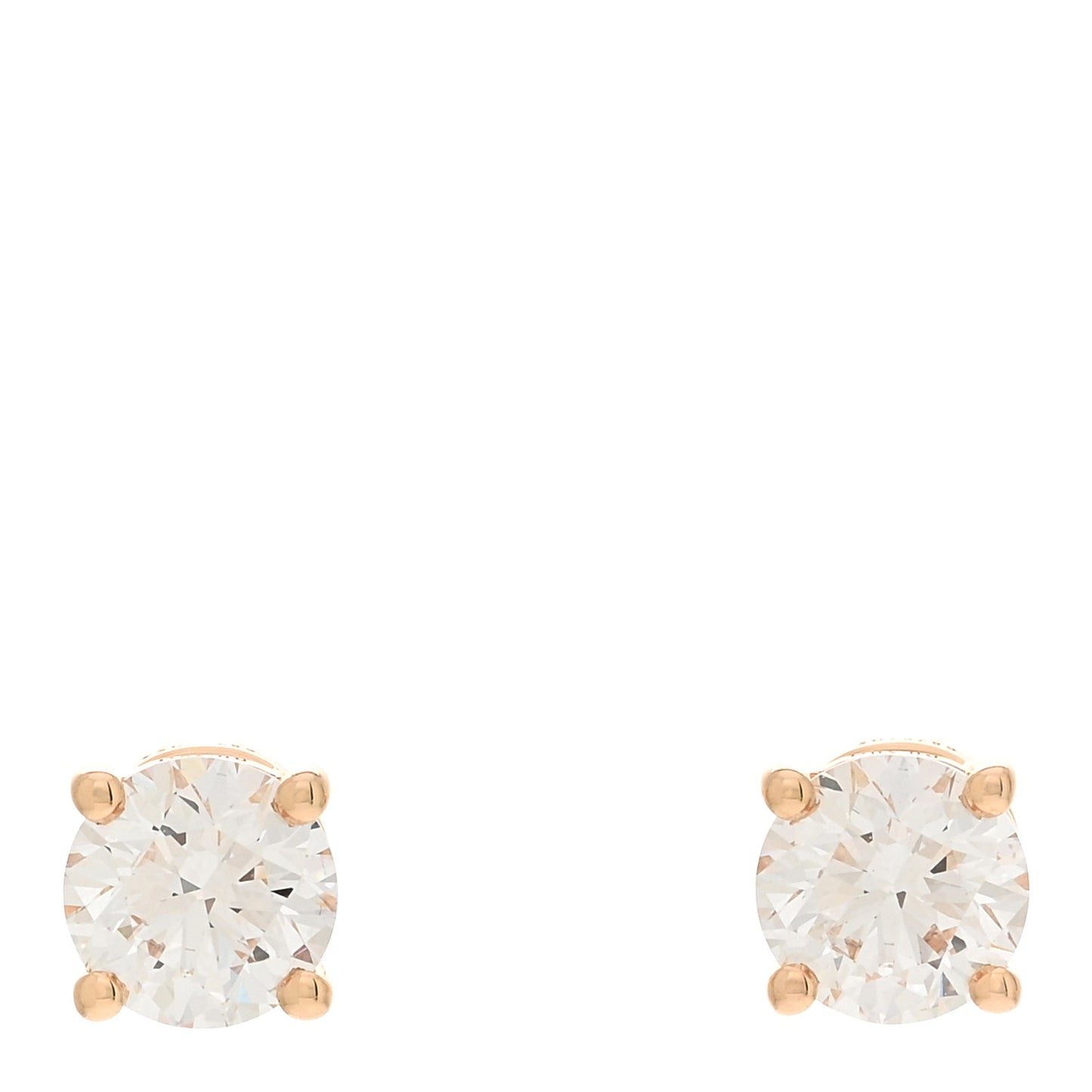 18K Rose Gold Diamond 1.00ctw Round Solitaire Earrings