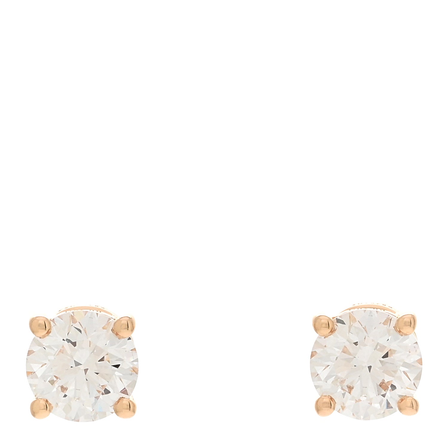 Tiffany 18K Rose Gold Diamond 1.00ctw Round Solitaire Earrings 1 of 5