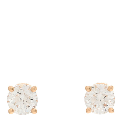 Tiffany 18K Rose Gold Diamond 1.00ctw Round Solitaire Earrings 1 of 5