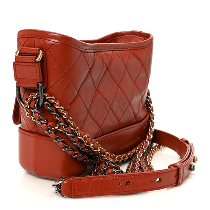 Chanel Aged Calfskin Quilted Small Gabrielle Hobo Red 3 of 10