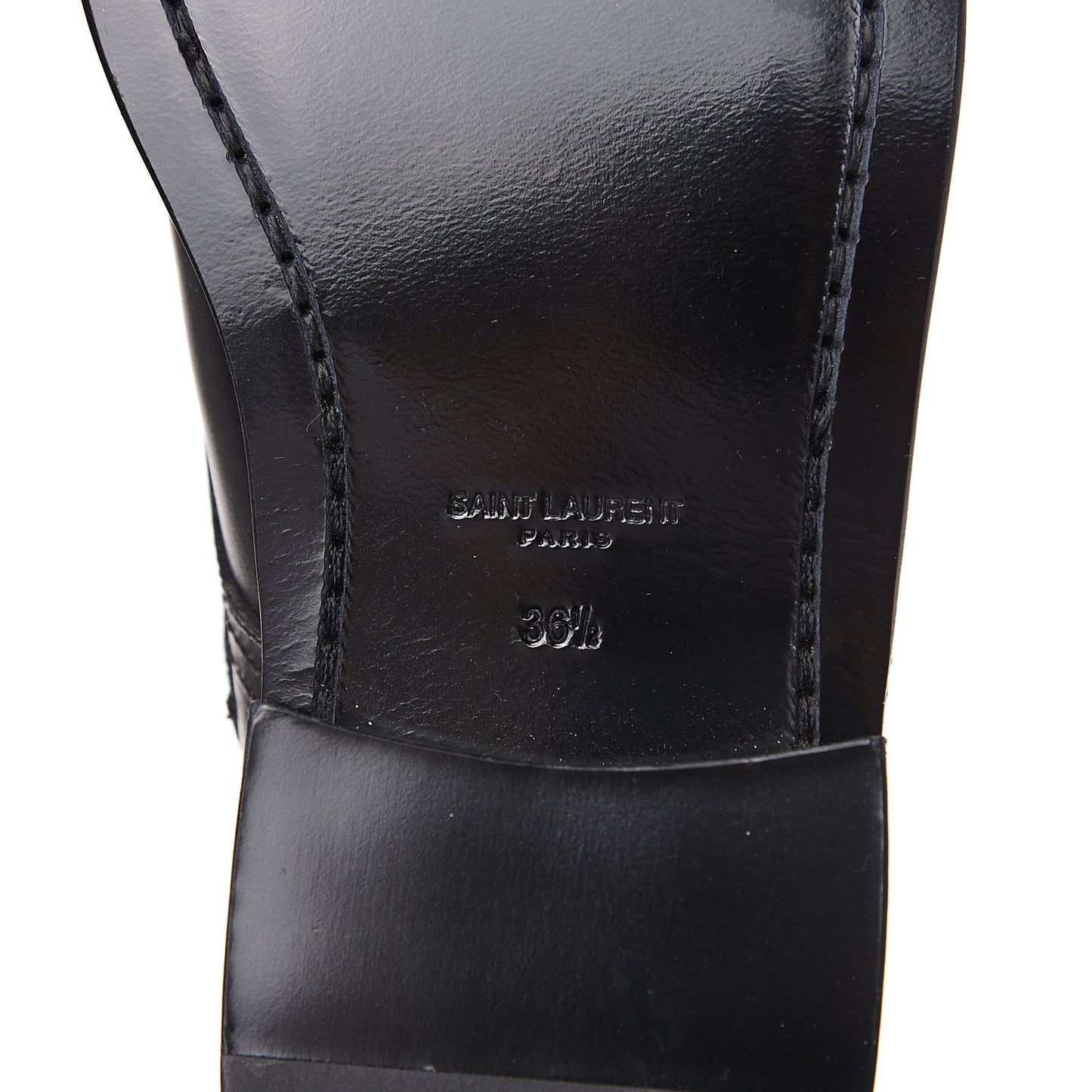 Smooth Calfskin Studded Strap Rangers Boots 36.5 Black