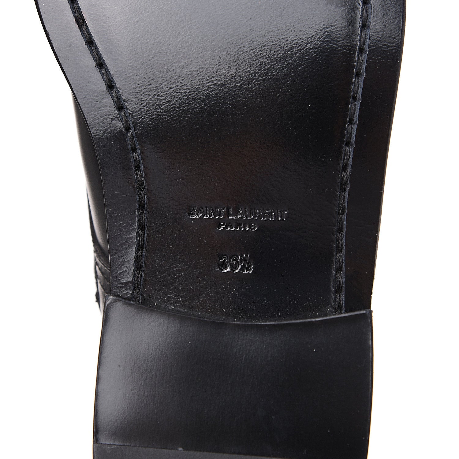 Saint Laurent Smooth Calfskin Studded Strap Rangers Boots 36.5 Black 8 of 9
