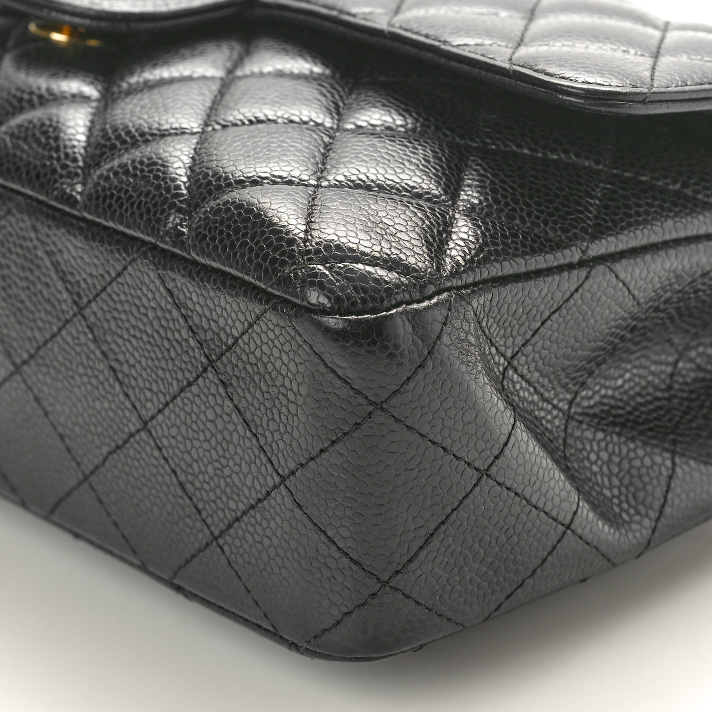 Caviar Quilted Medium Double Flap Black
